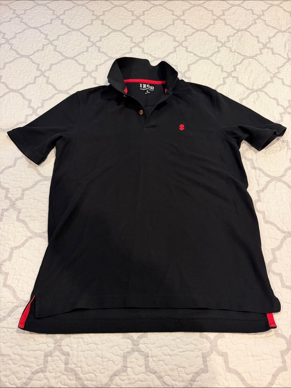Izod Black Polo with Red Accent - Men's Short Sleeve